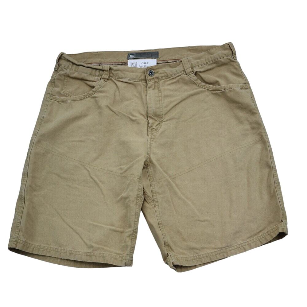 Rei Shorts Mens 38 Brown High Waist Flat Front 5 Pocket Design Casual Chino